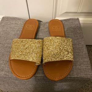 Gold slip on sandals